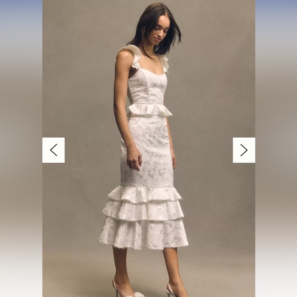 V. Chapman Dresses & Skirts - V. Chapman Violet Corset Ruffled Tiered Hem Midi Dress